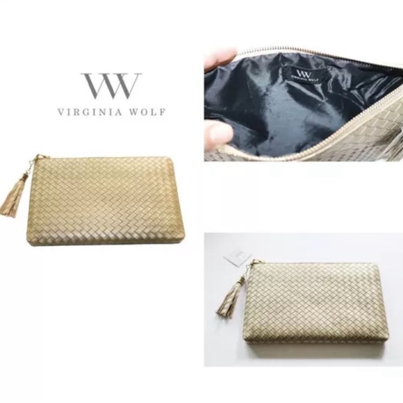 NWT Virginia Wolf Mimi Woven Faux Leather Pouch - Picture 6 of 7